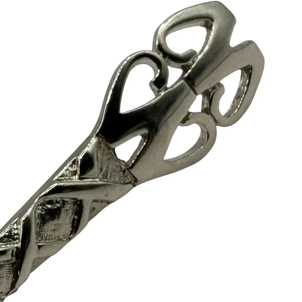 Vintage Art Nouveau Revival Bar Brooch‎ Ornate Silver Tone Textured Open Work